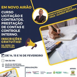 Imagem da notícia - Ciama oferece curso gratuito de Licitação e Contratos, Prestação de Contas e Controle Interno